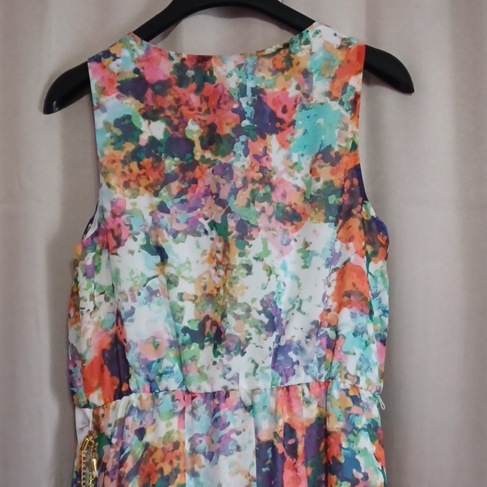 Thalia Soda Sleeveless Floral Dress Faux Wrap V-Neck Tiered Ruffle Hemline - Picture 11 of 16